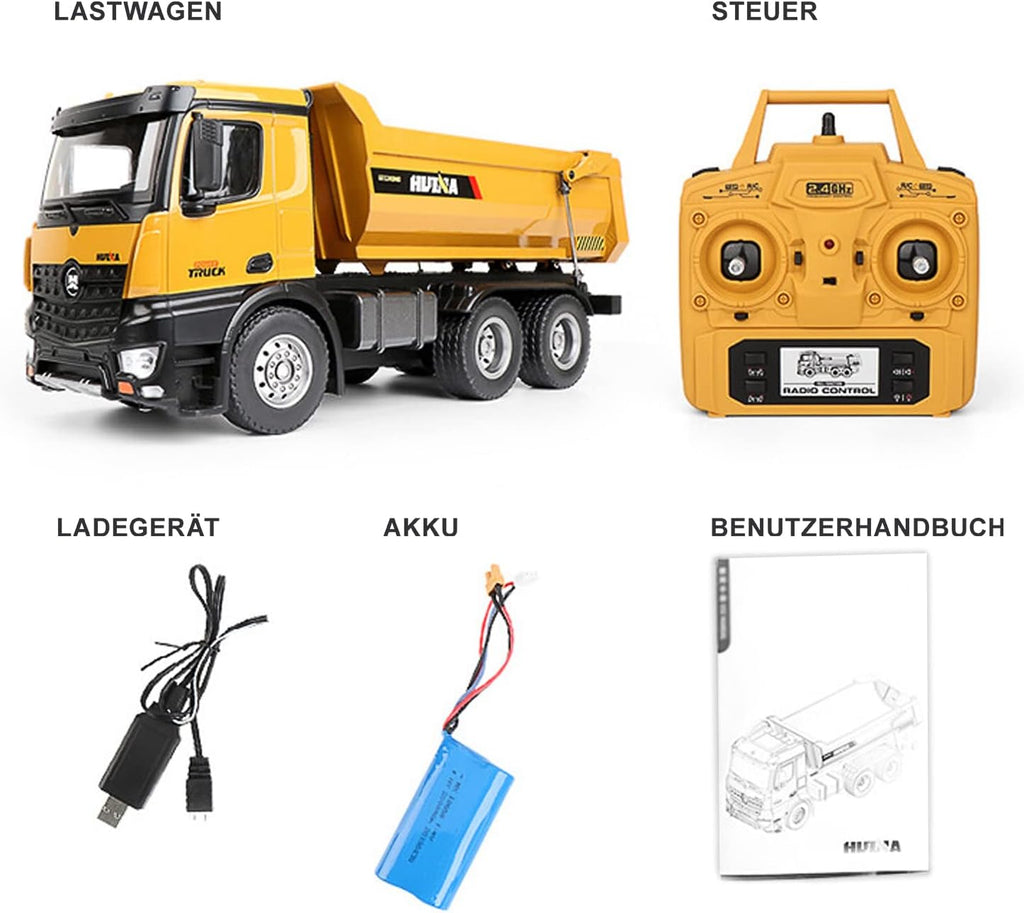 HUINA 1582 1:14 All Metal Heavy Duty Dump Truck Toy